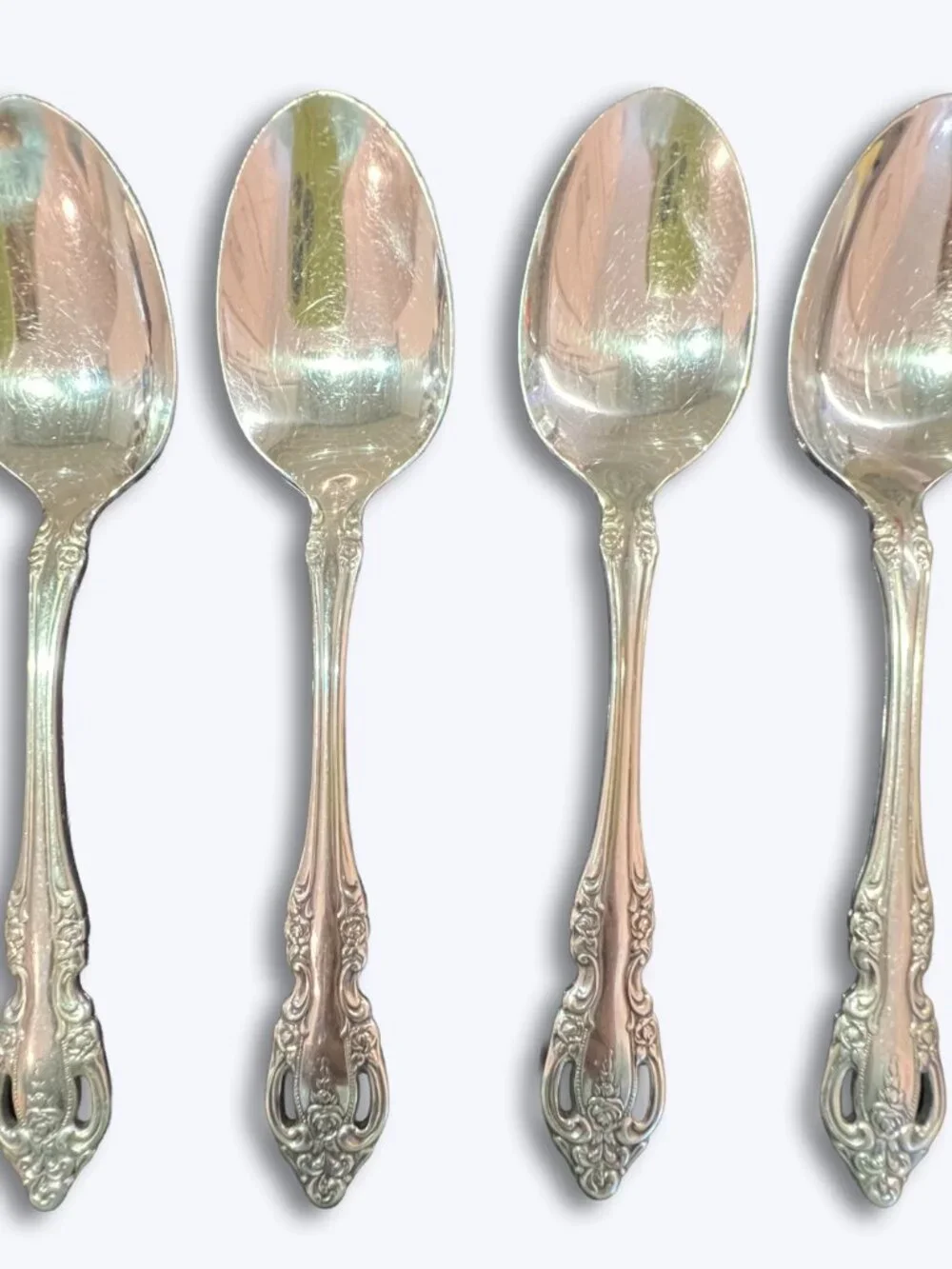 Oneida Community Brahms Stainless Oval Place Soup Spoons 6 7/8 Set of 8 Floral